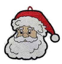 Santa Face Embroidered Iron on/Sew Patch [3.89&quot; *3.78&quot;] [Made in USA] - £9.27 GBP