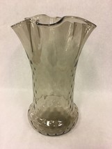 RIPPLE Antique Clear Glass 11.5&quot; Swung Vase Vintage Mid century - £31.32 GBP