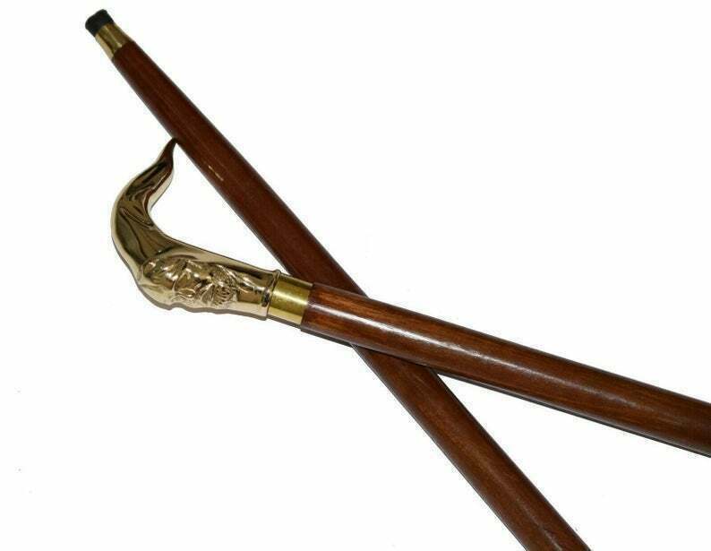 Alien Head Walking Stick Cane Brass Handle and similar items
