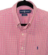 Polo Ralph Lauren Blake Shirt Short Sleeve Pink White Plaid Button Down Mens M - £19.11 GBP