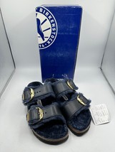 NIB Birkenstock Arizona Big Buckle Shearling 39 Midnight Blue Narrow 1023139 - £123.46 GBP