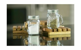 Mason Craft &amp; More 2 Pc Mason Jar Salt and Pepper Shakers Rustic Clear G... - £11.15 GBP