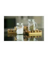 Mason Craft &amp; More 2 Pc Mason Jar Salt and Pepper Shakers Rustic Clear G... - £11.18 GBP