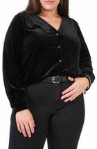 1.STATE Womens Activewear V-Neck Velvet Button Front Top Size 2X, Rich Black - £22.15 GBP