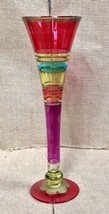 Pier 1 Colorful Mouth Blown Glass Champagne Flute Funky Boho Eclectic - $14.85