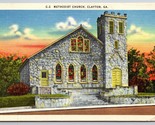 Methodist Church Building Clayton GA Georgia UNP Unused Linen Postcard K2 - $2.92