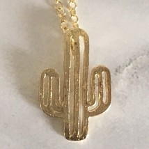 New Boutique Saguaro Cactus Necklace Gold Tone Western Pendant Unique Geometric - £7.16 GBP