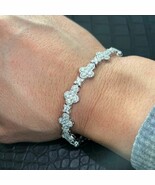 8 Ct Real Moissanite 14K White Gold Plated Cross Link 10 MM Men&#39;s Bracel... - €307,02 EUR