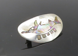 MEXICO 925 Sterling Silver - Vintage Abalone Dolphin Fish Brooch Pin - BP3842 - £30.11 GBP