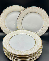 Chris Madden For Home Salad Plates JC Penny Montalria Gold 8&quot; (8) Gold Trim - £31.17 GBP