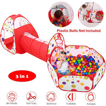 3 IN 1 Kids Toddlers Tunnel Pop Up Play Tent Ball Pit Playhouse Christma... - £50.89 GBP