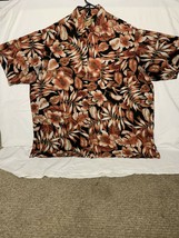 Caribbean Joe Men’s Orange Floral Short Sleeve Button Down Shirt Size L - £14.98 GBP