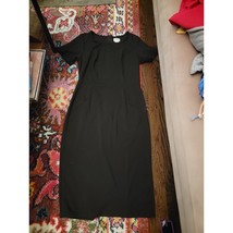 Unique Vintage Black Wiggle Dress XL Retro Pinup Midi Cocktail Classic LBD - $45.00