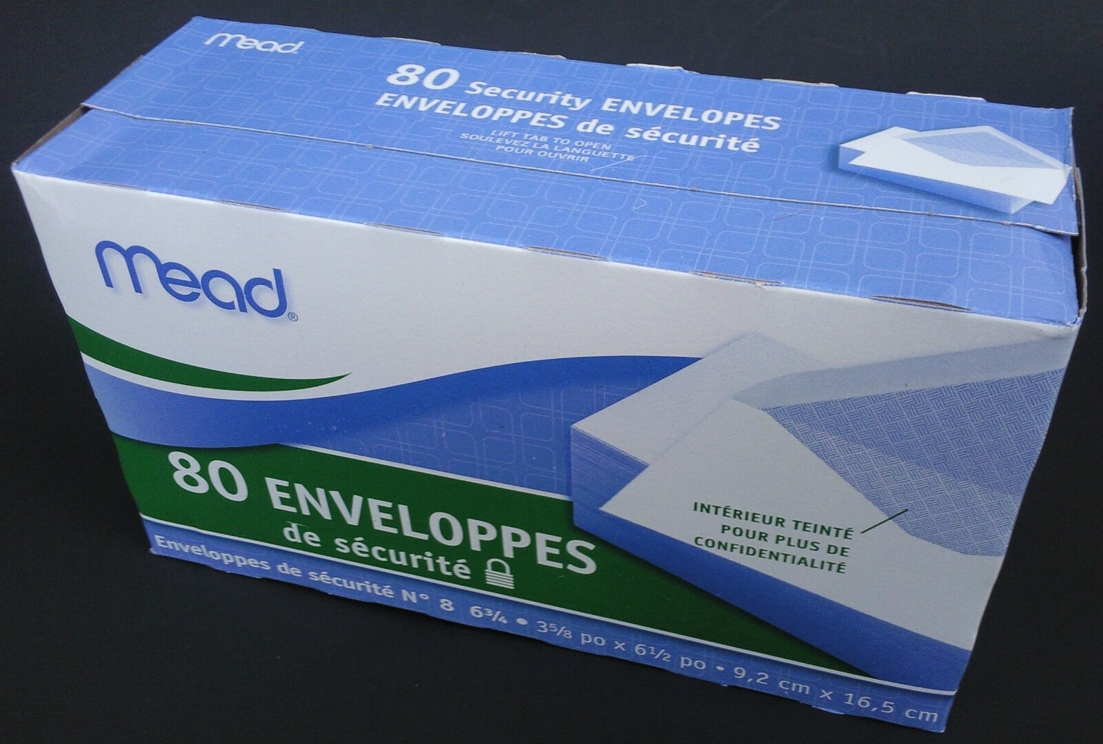 Mead Security Envelopes 6 1/2 x 3 5/8 Inch, 80 Count/Box - $2.96
