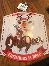 Oh Deer Christmas Is Here Sign, Wreath Decor Party or Holiday decor Ships N 24h - £17.70 GBP