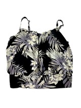 Kona Sol Womens Blouson Tankini Swimsuit Top Size 20W Black White Floral No Wire - £19.49 GBP