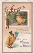 All Good Wishes for Easter Chick Top Hat Cane Postcard D38 - £2.38 GBP