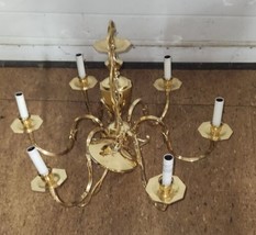 Vintage Brass Chandelier 6 Arm Ceiling Light 24&quot; Across Lighting Decor - $129.99