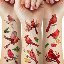 17 Pieces Red Cardinals Birds Temporary Tattoo Stickers for Women Girl F... - £15.69 GBP
