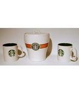 Set of Starbuck Coffee Canister Cookie Jar with 2 Cups Green Mermaid Logo - £31.64 GBP