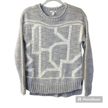 Women&#39;s Caslon Gray and White Abstract Knit Wool Blend Sweater Size XS - £22.15 GBP