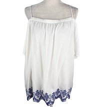 Old Navy Top Cold Shoulder Off Shoulder White Blue Embroidered XXL New - £19.75 GBP