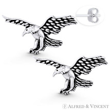 American Bald Eagle Animal Charm 10mmx18mm Stud Earrings in .925 Sterling Silver - £15.81 GBP