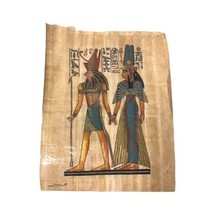 Egyptian Papyrus God Horus &amp; Queen Nefertari Hand Painted Art Painting S... - $199.99
