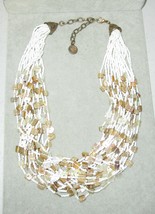 Vintage GRAZIANO Signed Multi Strand Necklace Seed Bead &amp; Shell? 22&quot; Adj... - $267.66 MXN