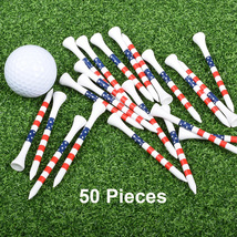 50X Golf Tees 83MM Golf Ball Holder  American Flag Style Durable Bamboo Golf  - £7.91 GBP