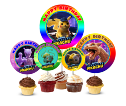 12 Detective Pikachu Inspired Party Picks, Cupcake Picks, Cupcake Topper... - $12.99
