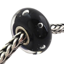 Authentic Trollbeads Murano Glass Black Bubbles Bead Charm 61398, New - $23.75