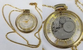 Vintage Sheffield Pocket Watch Pendant Clear Case See Through Skeleton S... - $607.12 MXN