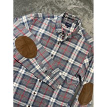 J.Crew Mens Flannel Button Down Shirt Medium Plaid Elbow Patch Long Sleeve - $24.99