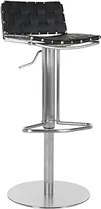 Safavieh Home Collection Floyd Stainless Steel and Black Leather Adjusta... - $370.99