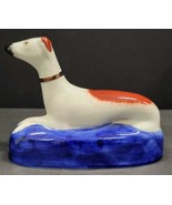 Antique Staffordshire Whippet Greyhound Dog Figurine Cobalt Blue Base - £51.31 GBP