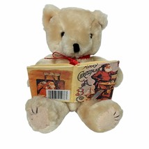 Wang&#39;s International Tan Christmas Teddy Bear Reading Book Jointed 6&quot; - £26.67 GBP