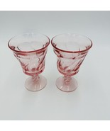 Fostoria Jamestown Swirl Twist Wine Set 2 Glasses Goblets Pink Drinkware - £21.32 GBP