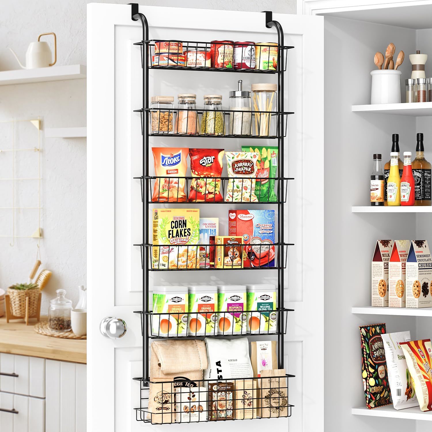 Over The Door Organizer: 6-Tier Metal Spice Rack - Pantry Storage And Ba... - $35.99