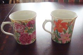 Lenox Flower Blossom Collection by Susan Clee mugs &quot;Rose&quot; and &quot;Day Lily&quot;... - £43.42 GBP