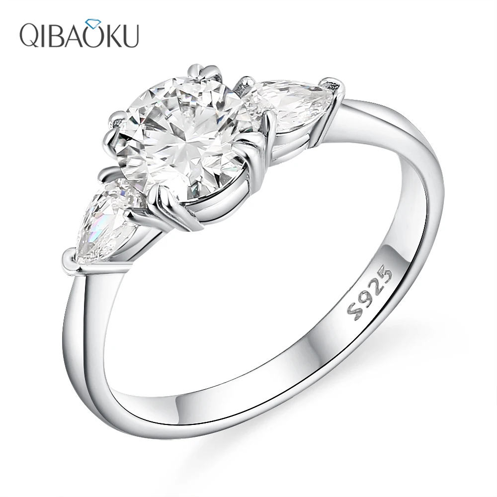 Your Heart S925 Sterling Silver Wedding Ring 6.5mm Moissanite Diamond Engagement - £29.38 GBP