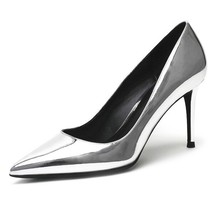 Wedding Shoes High Heels Women Pumps Nude Patent Leather Fashion Ladies Shoes 8C - £73.52 GBP