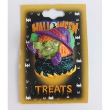 New Halloween Treats Witch With Cauldron Glitter Lapel Hat Pin - £5.05 GBP