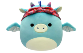 Squishmallows Original Tatiana the Teal Dragon with Red Bandana 14 Inch Stuffie - £38.53 GBP