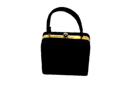 small black purse 6 x 5.5 x 2 inches velvet outside nylon inside   (PUR-sm) - $3.00