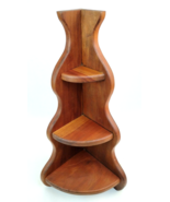 Handmade Solid Wood Corner Wall Hanging/Free Standing Shelf 23&quot; 3 Tier T... - $203.73 CAD