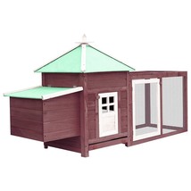 vidaXL Chicken Coop Mocha Solid Firwood, Plywood, Galvanized Steel Large - $5,166.49 MXN