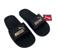 Puma Women’s Cool Cat Sandals Size 10 Black Rose Gold Slipper - $28.42