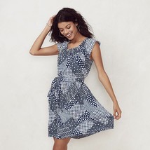 LC Lauren Conrad Pleated Shift Dress size S Blue print - £22.37 GBP