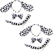 Halloween Dalmatian Headband Bow Tie Tail Spotted Dog Hair Bands Headpiece Women - £18.42 GBP
